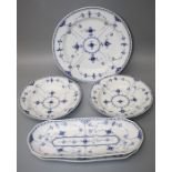 A collection of vintage Royal Copenhagen "Musselmalet" (Mussel) pattern blue and white porcelain
