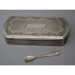 An Austro-Hungarian silver snuff box of D end rectangular form with engine turned decoration and