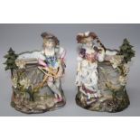 A pair of late 19th century KPM (Berlin) porcelain figural mounted plant troughs. The figures