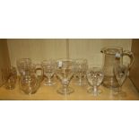 A 1930's Williamite commemorative rummer, four Stuart red wines and a small quantity of other