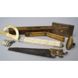 A Jervis of Whitechapel miniature trade sample in the form of a panel saw with brass handle, 18cm