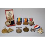 A First War pair of medals to 28456 Pte. W Evans, Welsh Regiment, a Victory medal to 84844 Pte. J