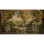 A large early/mid 20th century needlework copy of Verdure tapestry. Together with other