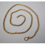 A ropetwist chain, marked 15ct.44.5cm, 8.4g