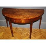 A single Geo. III mahogany D shape table on square tapering legs. 71 x 120 x 60 cms.