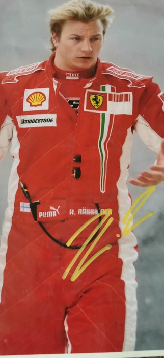 Formula 1 Ferrari interest. Signed A4 Raikkonen picture, with Puma Ferrari racing shoes, Ferrari bag - Image 3 of 11