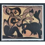 After Pablo Picasso, Picador Goading Bull, 1962, Linocut, 27cm by 32.5cm. Provenance Goldmark Art