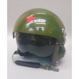 A Chinese Mig pilot's flight helmet (reproduction) with padded interior and drop down sun visor
