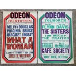 2 Cinema posters circa 1938/39. Both printed by Parkes & Mainwarings ltd, Coleshill St,
