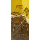 Giancarlo Piretti for Castelli, Pair of Lucite and Chrome 'Plia' folding chairs 1967 (2) Provenance,