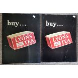 Advertising interest. 2 x tin signs for Lyons Tea.  Printed by Tyneside Tinprinters Ltd,