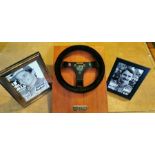 Formula 1 Interest. Ayrton Senna steering wheel. Imola. 1987 season. Presentation mounted awarded to