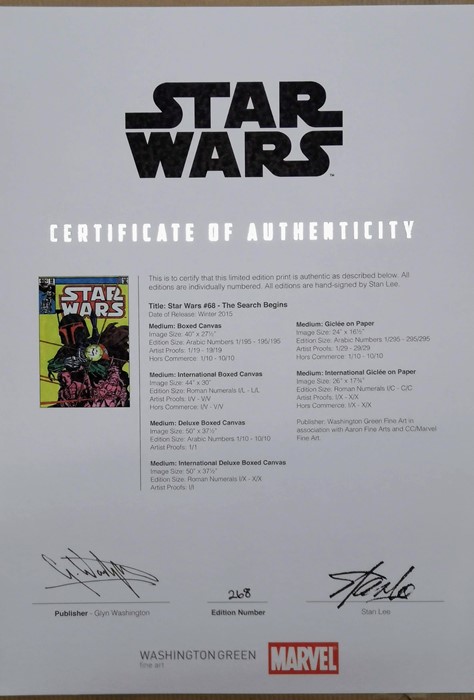 Marvel Star Wars Portfolio of 6. Signed by Stan Lee. All complete with original certificates of - Image 2 of 7