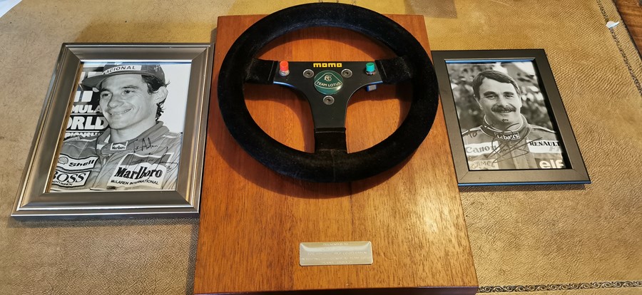 Formula 1 Interest. Ayrton Senna steering wheel. Imola. 1987 season. Presentation mounted awarded to - Image 5 of 5