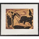 After Pablo Picasso, The Banderillas, 1962, Linocut, 16.5cm by 22.5cm. Provenance Goldmark Art