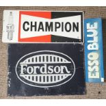 Automobilia Advertising interest. 3 advertising signs of motor interest. Champion Sparkplug metal