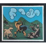 After Pablo Picasso, Two Satyrs and Goat, 1962, Linocut, 27cm by 32.5cm. Provenance Goldmark Art