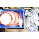 A Victorian Copeland blue and white pattern: 5193 butter dish, cover and stand, foliate decoration