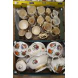 Four boxes of Johnson Brothers and Staffordshire kitchen wares with fruit design