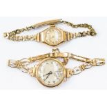 A J.W Benson of London, lady's wristwatch, round dial, subsidiary dial, on rolled gold strap and a