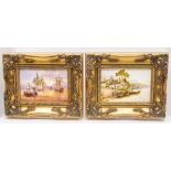 Two Royal Worcester porcelain plaques, hand painted by ER Booth
