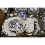 Royal Crown Derby blue and white Imari pattern, two boxes including plate, teapots, bowls etc