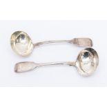 A pair of Victorian silver fiddle pattern sauce ladles by Edward Edwards II, London 1845 (2) 4.57