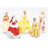 A collection of china ladies including Royal Doulton and Continental figures