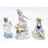 Three Lladro figure of young girls