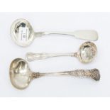 A George IV Scottish silver hour glass pattern sifter spoon, hallmarked by both Andrew Wilkie and