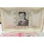 Pat Boone - Memorabilia in a jewellery box with badges / necklaces and bracelets all original