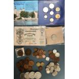 UK & World Coins, includes 1950 penny, Russian 1860 5 Kopeks, Royal Mint  1983 flat pack year set (