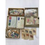 A collection of boxed loose stamps, world, 20th Century, stamp magazines, first editions, silk