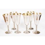 Six Spanish plated goblets, spiral stems