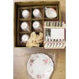 Royal Crown Derby Posie pattern tea set complete in original box, unused with butter knives (Q)