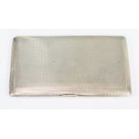 A George VI silver cigarette case, engine turned, push button clasp, initialled cartouche, size 85 x