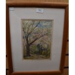 HG Gandy, 1923, Woodland Walk, waterdcolour, signed and dated lower right, 17cms wide by 24.5cms