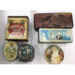 A collection of vintage tins, in one box