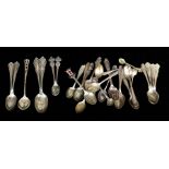 A collection of American sterling silver teaspoons, of various designs, etc, together with a