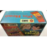 A collection of assorted games, including Airfix Pin Heads, Spears Games Scrabble, a weaving loom,