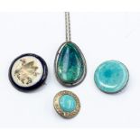 A collection of  Arts & Crafts jewellery to include a Ruskin brooch with turquoise ceramic, along