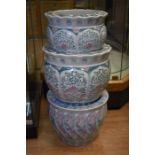 3 large pottery planters from Singapore