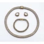 A sterling silver rope link necklace with 18ct gold decoration to push clasp, length approx. 19''