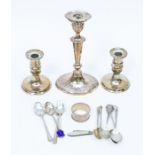 A collection of silver to include flatware, napkin ring -  various dates and makers together with