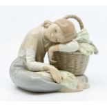 Lladro figure of girl leaning on basket of cabbages