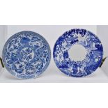 A blue and white Chinese export plate, 19th Century, a blue and white Royal Crown Derby plate, early