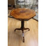 A 19th Century octagonal pedestal table, inlaid with boxwood, 71cm high, 47cm in diameter