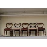 Five Victorian balloon back chairs AF