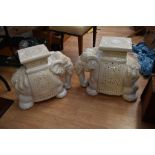 2 large Far-Eastern pottery elephants