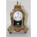 A French 19th Century Potonie of Paris Boulle work mantel clock, white enamelled dial, black Roman